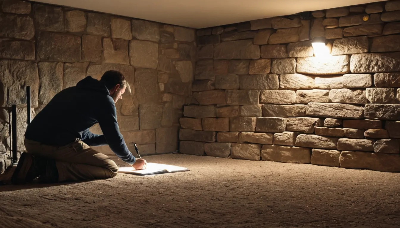 A homeowner checks a basement wall with a flashlight in the Shelton area